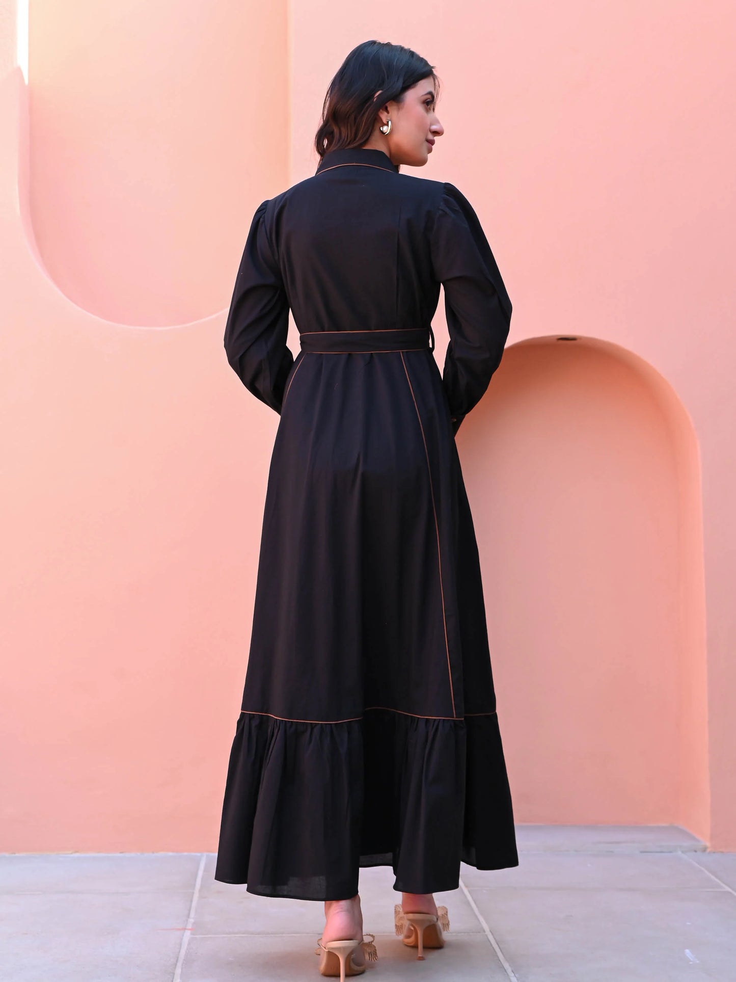 Black Cotton Shirt Dress