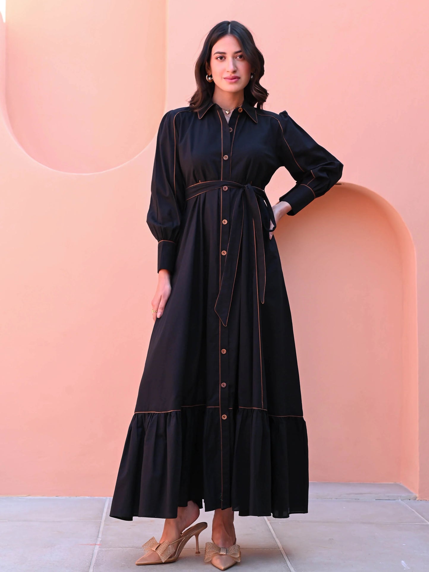 Black Cotton Shirt Dress