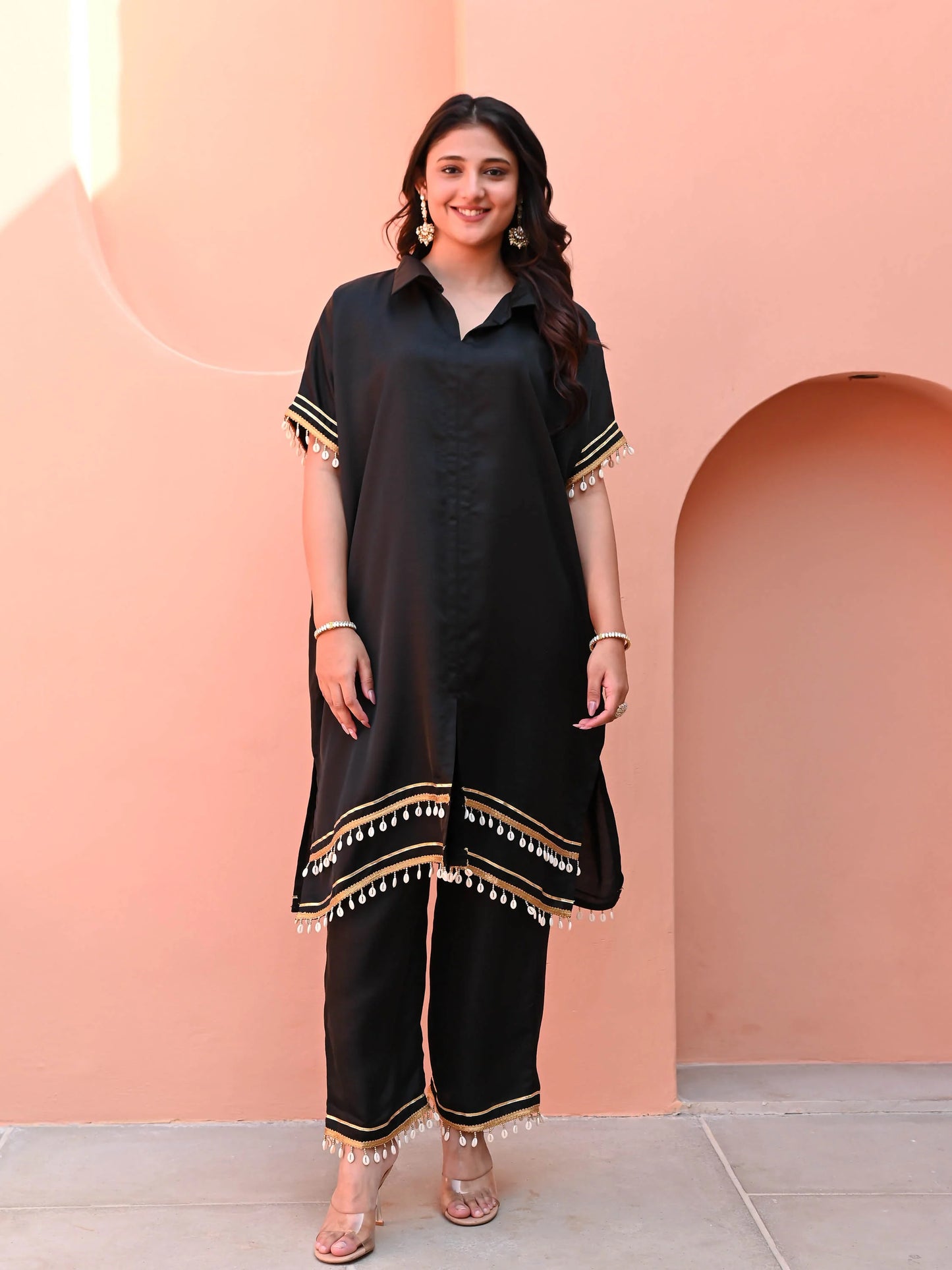 Black Boho Matching Kurta Set